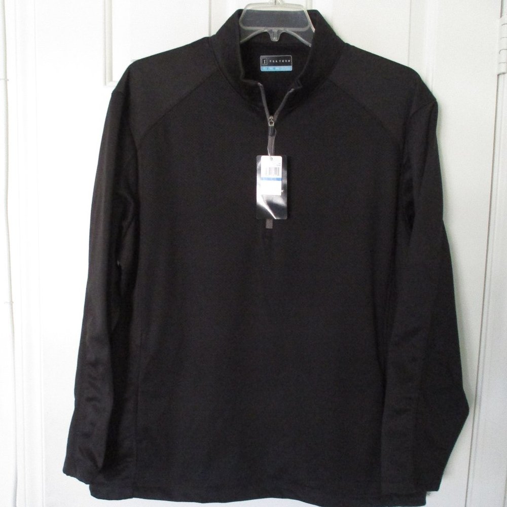 PGA Tour Mens L/S Black Fleece Lined 1/4 Zip Golf Sweater NWT - Size XL